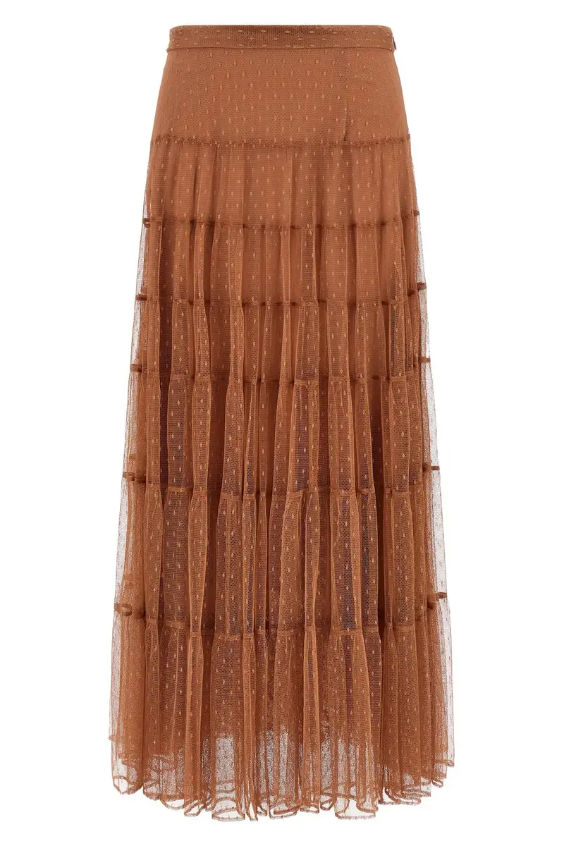 Gonna Tulle Plumetis Marrone