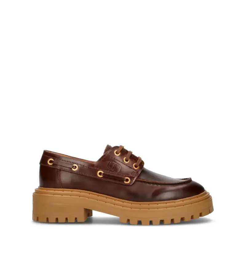 Scarpa barca donna marrone in pelle Vario