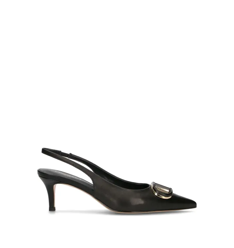 Slingback donna nera in pelle Vario