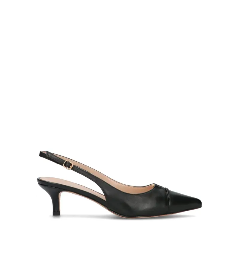 Slingback donna nera in pelle Vario