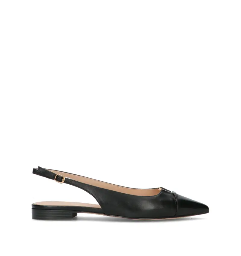 Slingback donna nera in pelle Vario