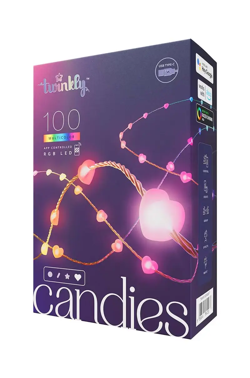 ghirlanda inteligente led 100 RGB LED serca, 6 mb Multicolore