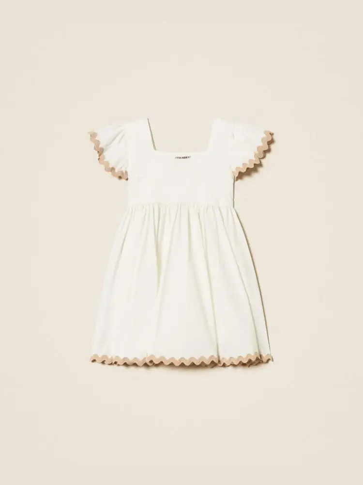 abito infant/kids in cotone bianco con ricamo