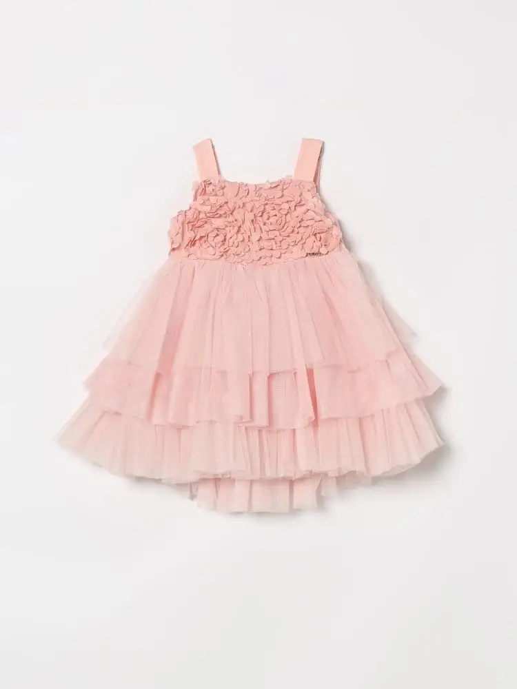 abito infant/kids in cotone e toulle rosa