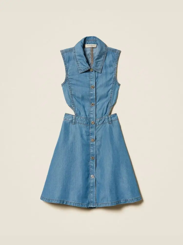 abito kids/junior in denim blu medio con spacchi