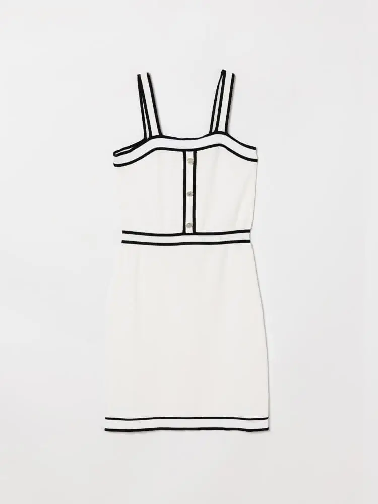 abito kids/junior in maglia di cotone bianco con contrasto nero