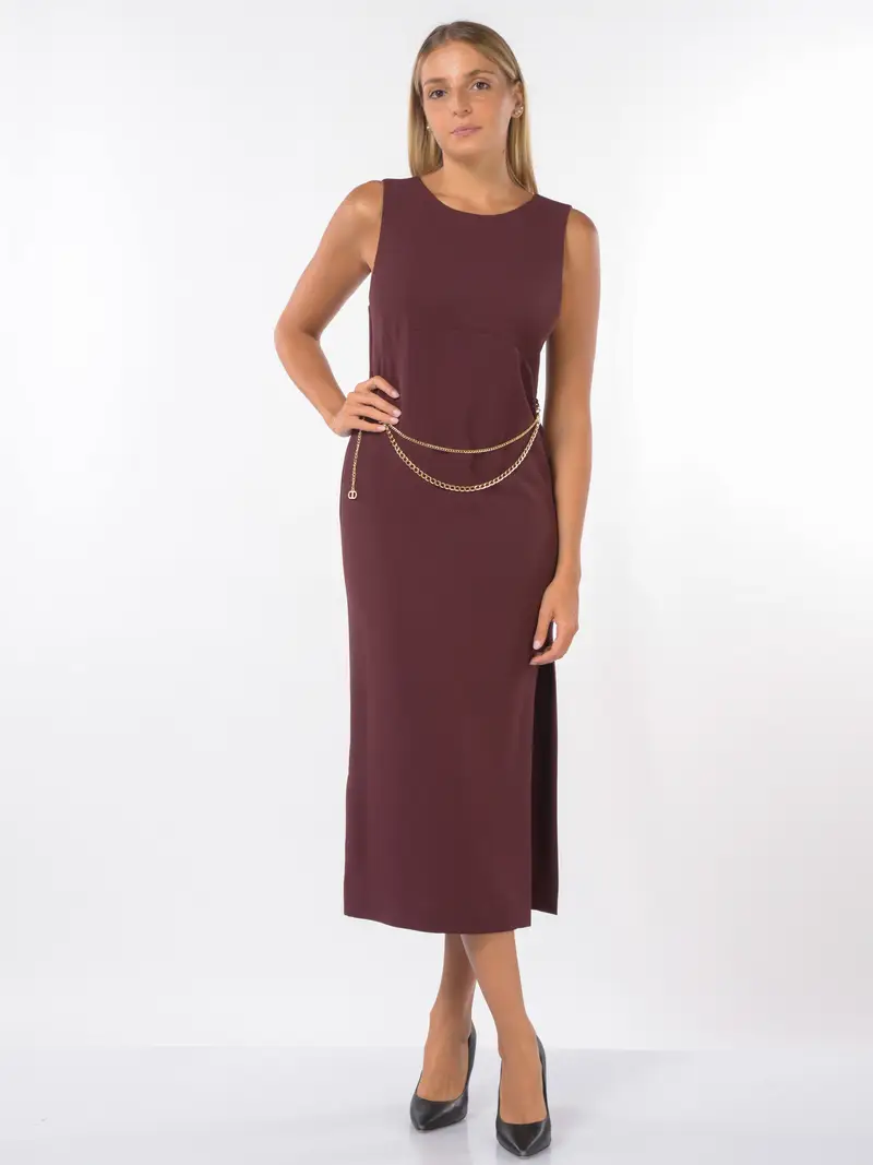 abito lungo da donna Twinset senza maniche con catenella Rosso miniatura 2