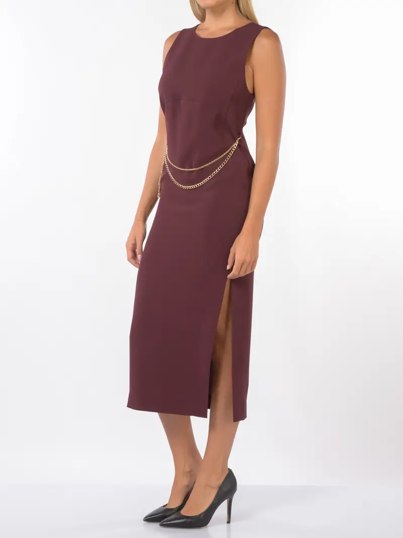 abito lungo da donna Twinset senza maniche con catenella Rosso