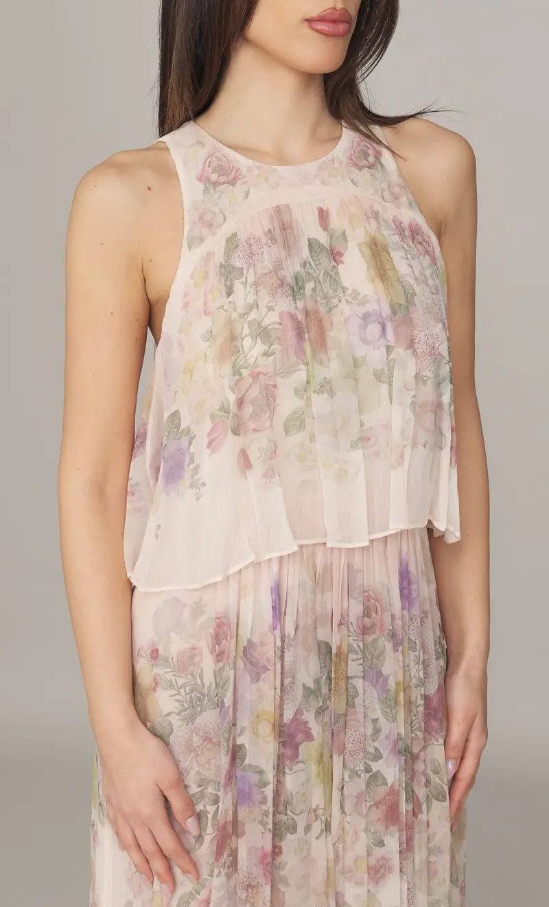 Abito lungo twinset a fiori, colore rosa miniatura 2