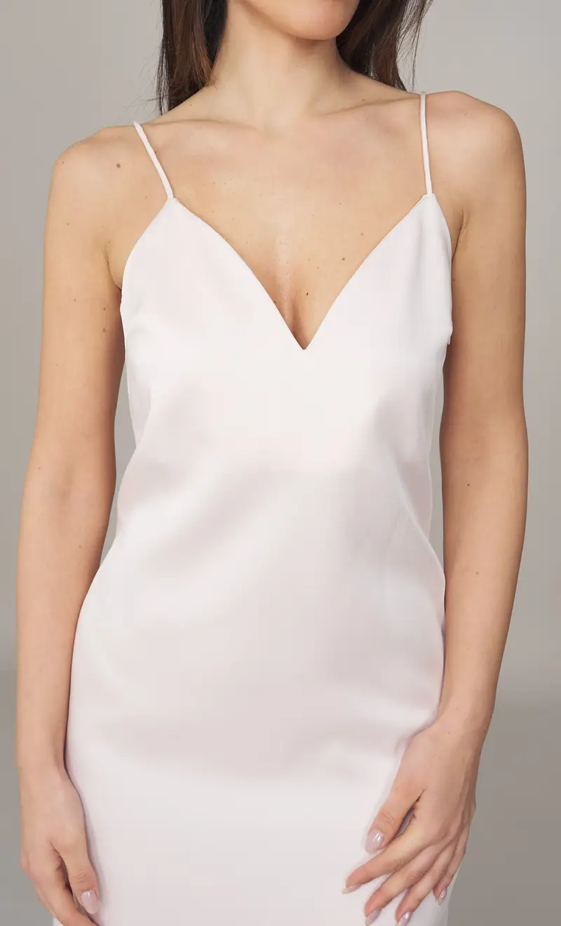 Abito lungo twinset in duchesse rosa, colore bianco miniatura 2