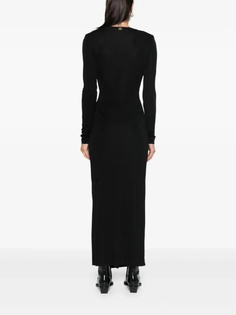 Abito nero lungo nodo centrale miniatura 3