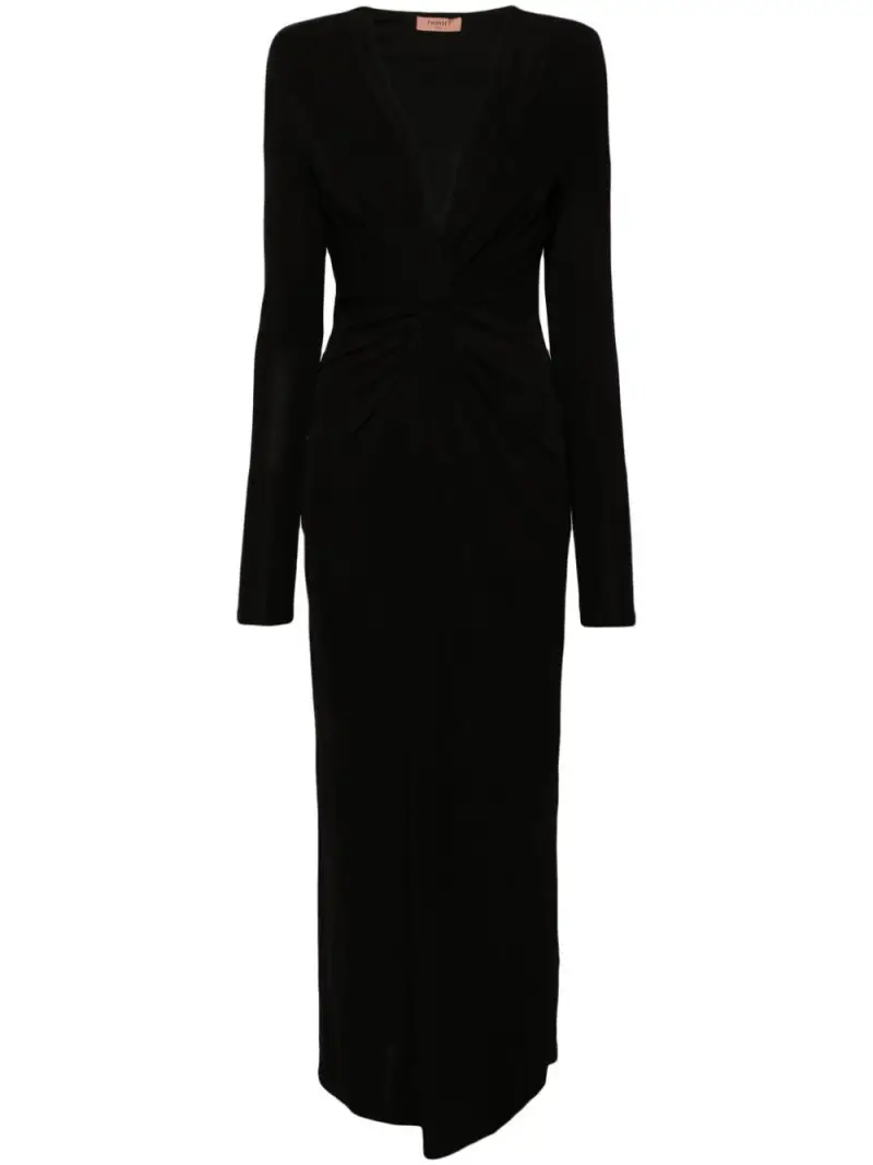 Abito nero lungo nodo centrale