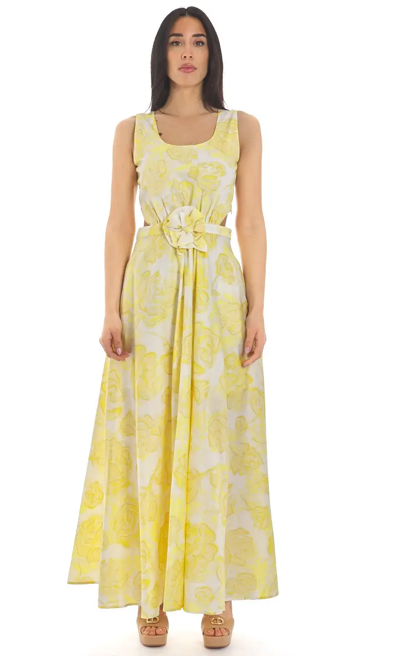 TWINSET ACTITUDE Abito lungo con stampa floreale, colore giallo
