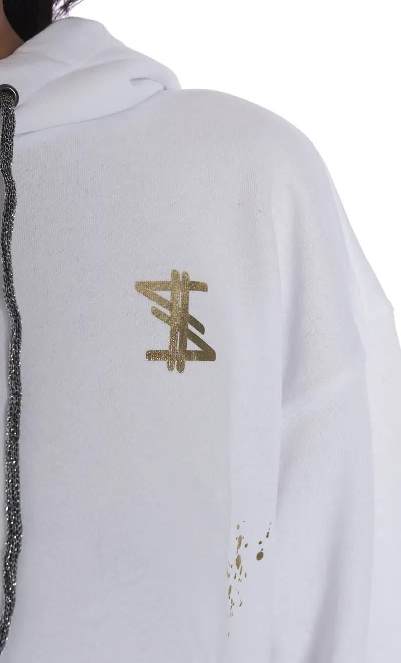 Felpa twinset actitude myfo con cappuccio, colore bianco miniatura 2