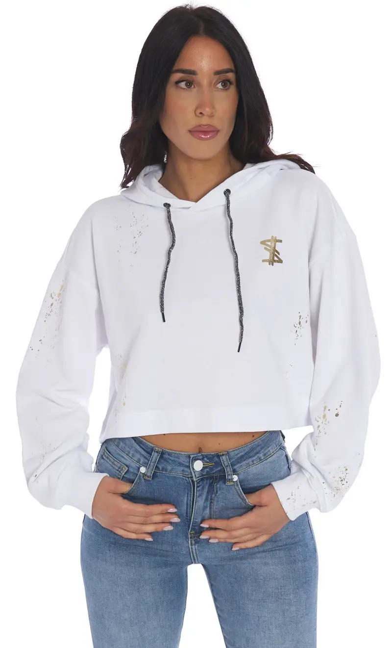 Felpa twinset actitude myfo con cappuccio, colore bianco