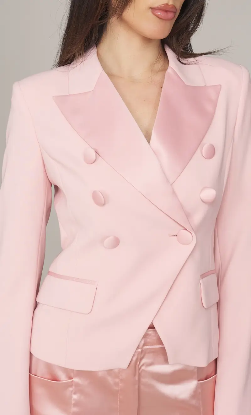 Giacca doppiopetto twinset actitude rosa, colore rosa miniatura 2