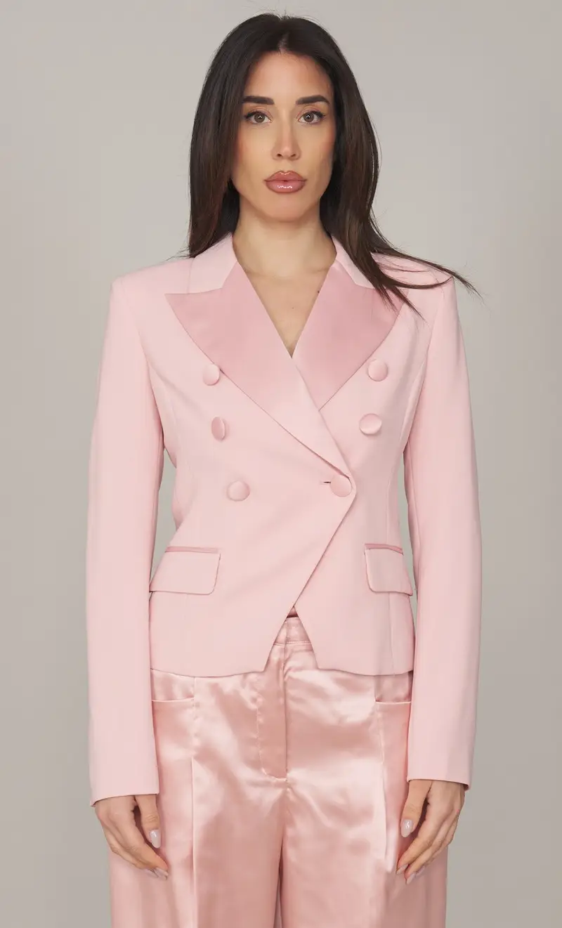 Giacca doppiopetto twinset actitude rosa, colore rosa