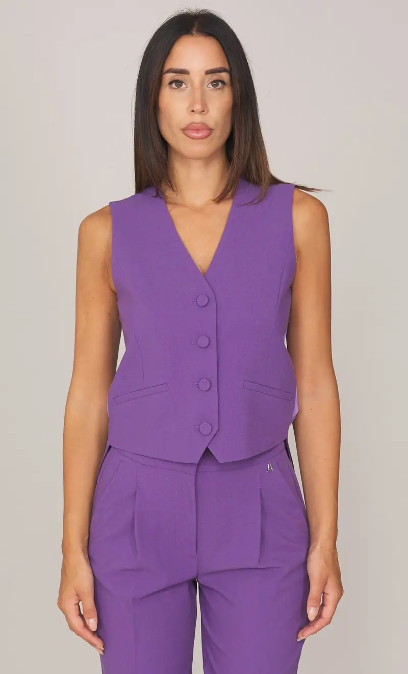 Gilet twinset actitude asimmetrico, colore viola