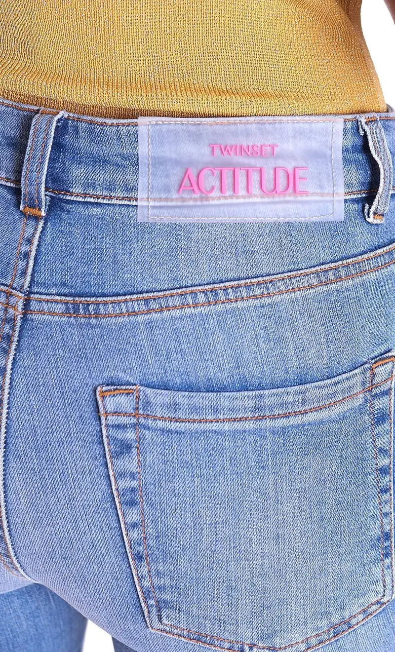 Jeans twinset actitude a zampa, colore azzurro miniatura 2