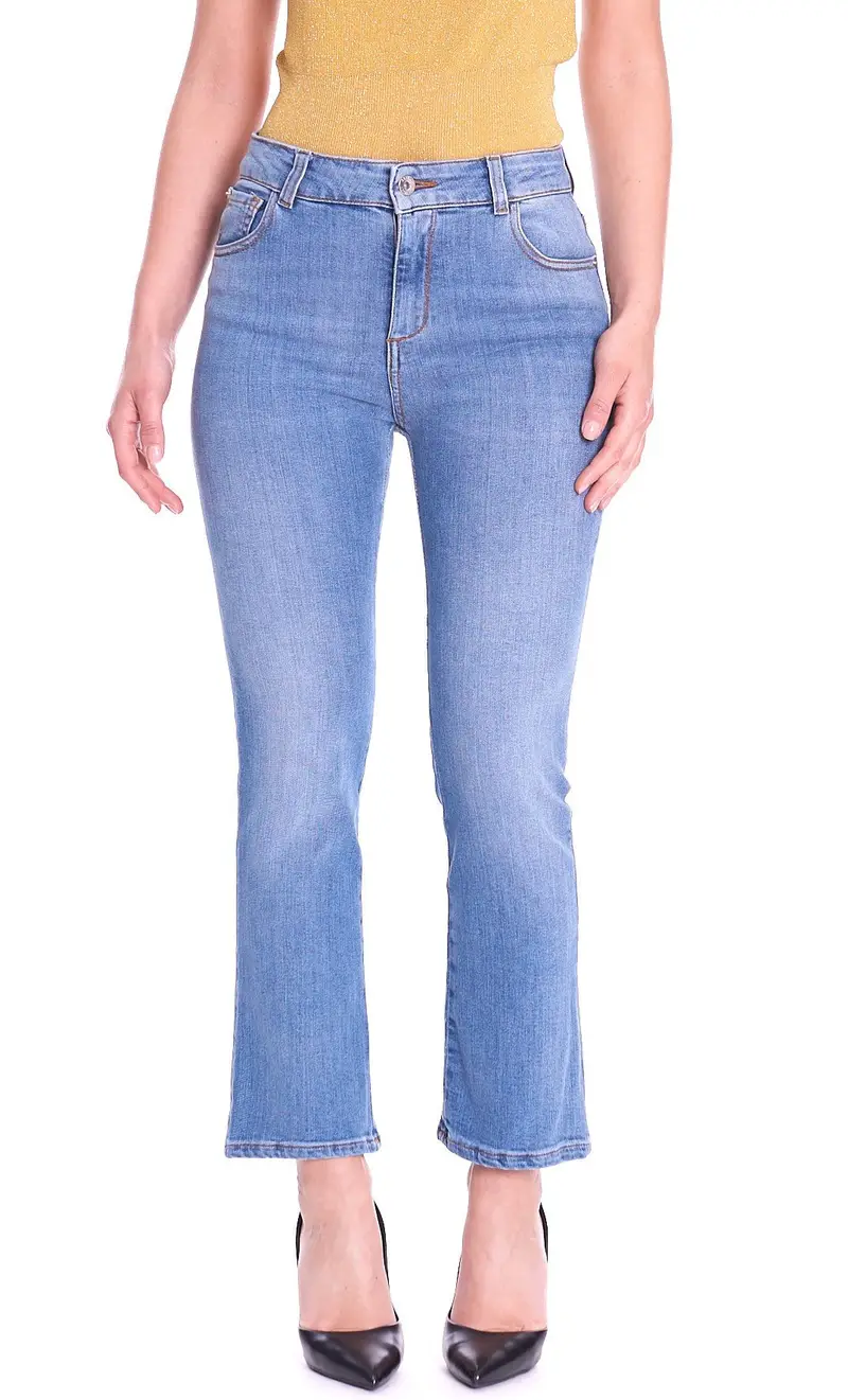 Jeans twinset actitude a zampa, colore azzurro