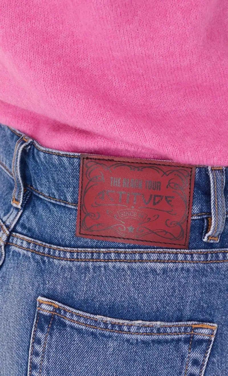 Jeans twinset actitude a zampa sfrangiato, colore blu miniatura 2