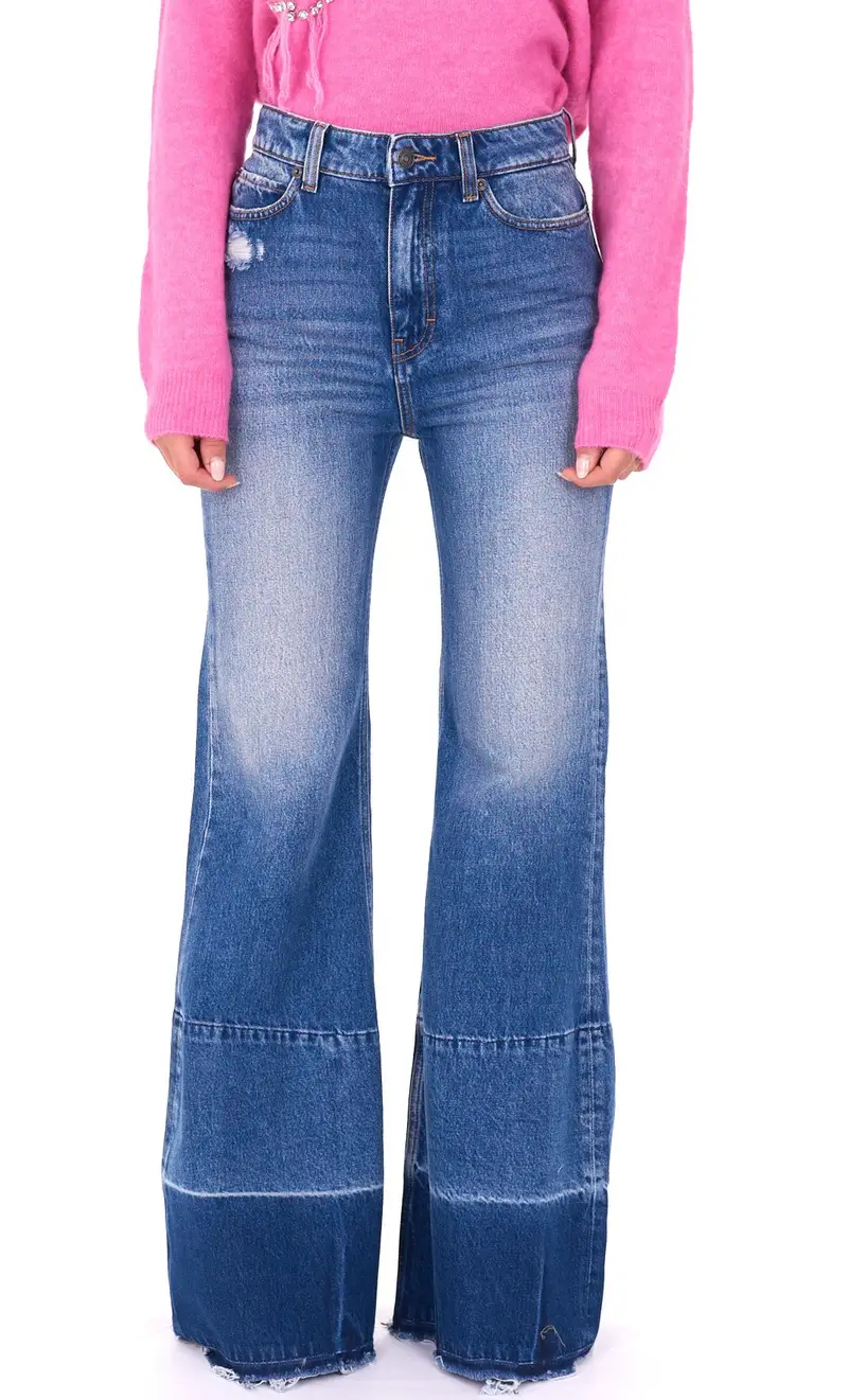 Jeans twinset actitude a zampa sfrangiato, colore blu