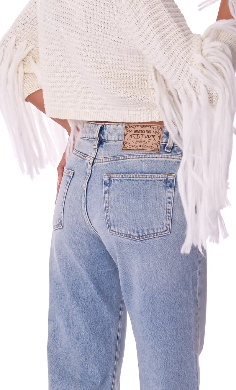 Jeans twinset actitude boyfriend con rotture, colore blu miniatura 2