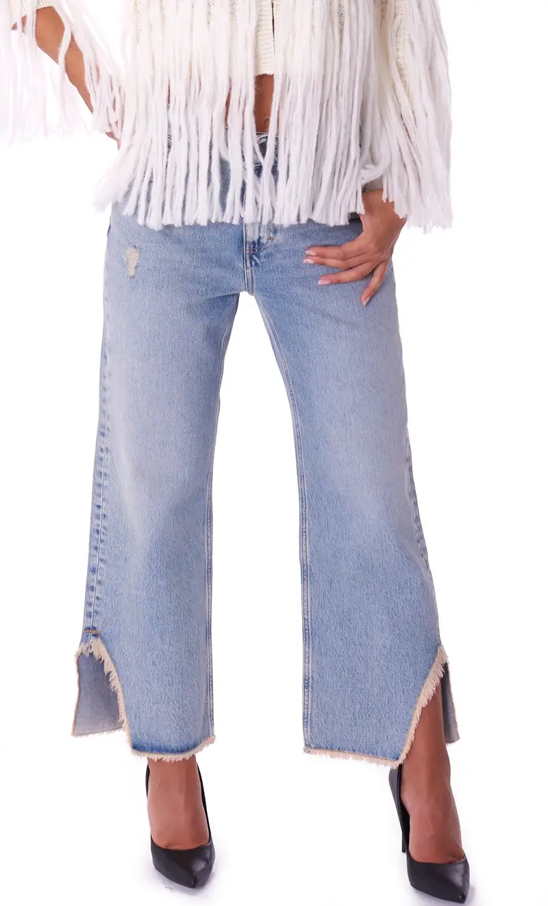Jeans twinset actitude boyfriend con rotture, colore blu