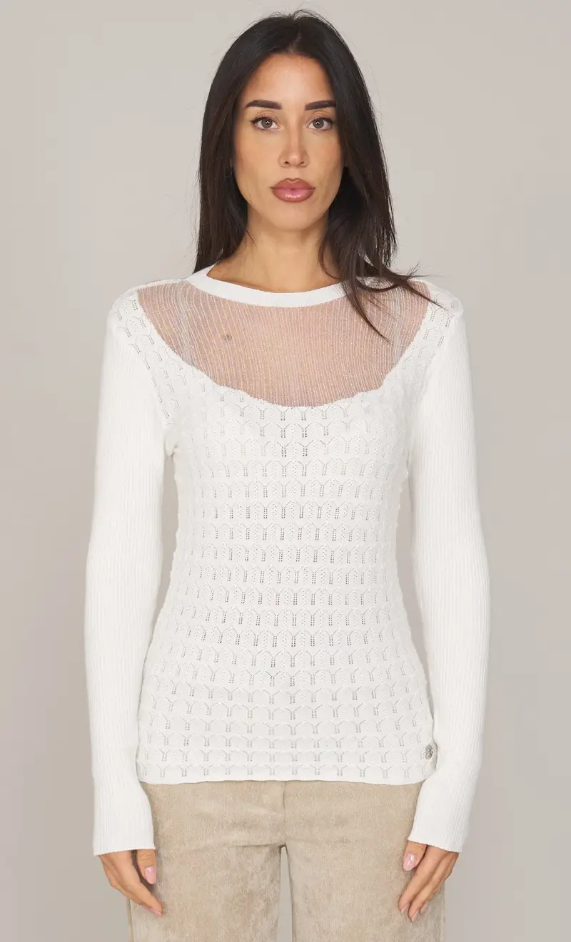 Maglia twinset actitude a punto traforato, colore bianco