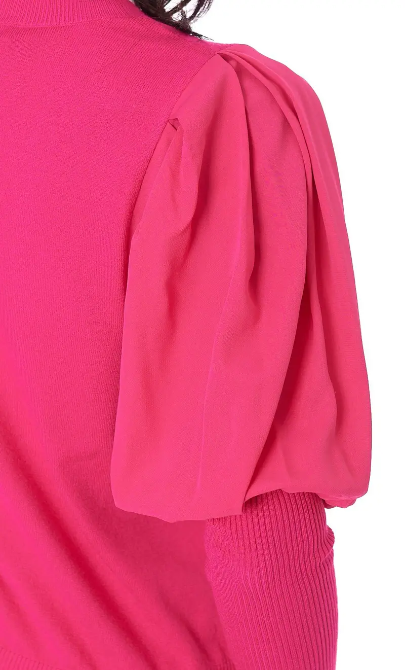 Maglia twinset actitude con manica camicia, colore fuxia miniatura 2