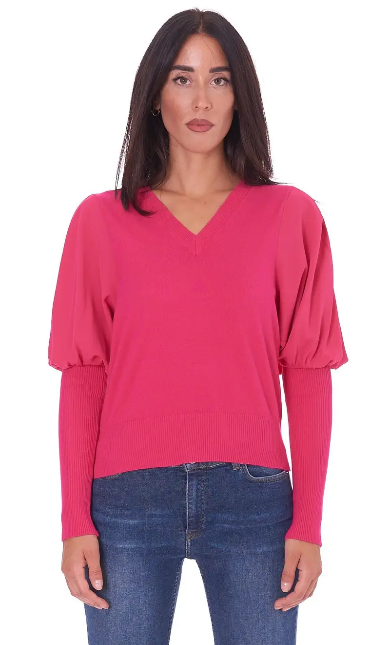Maglia twinset actitude con manica camicia, colore fuxia