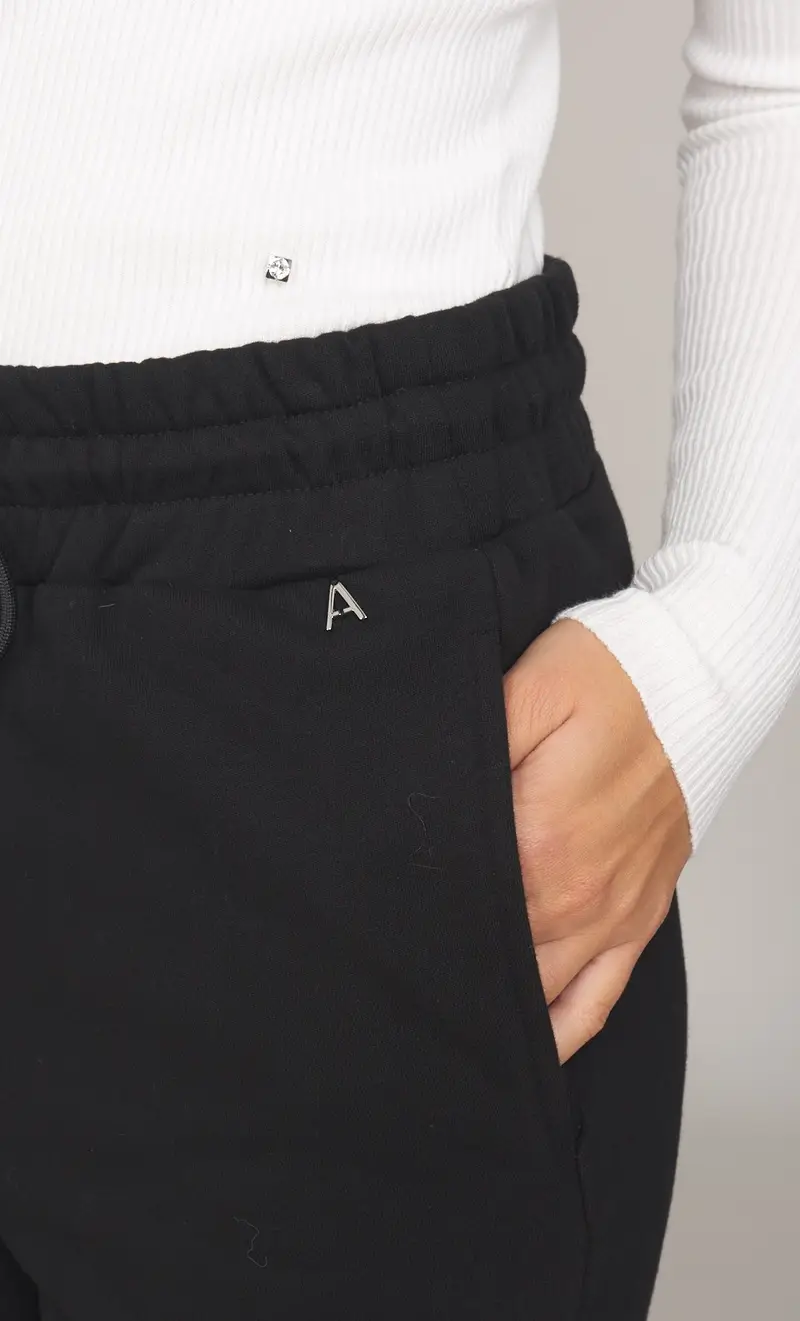 Pantalone jogging twinset actitude in felpa, colore nero miniatura 2