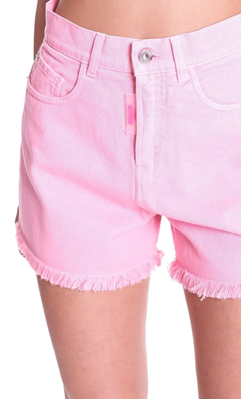 Shorts twinset actitude in denim, colore rosa miniatura 2