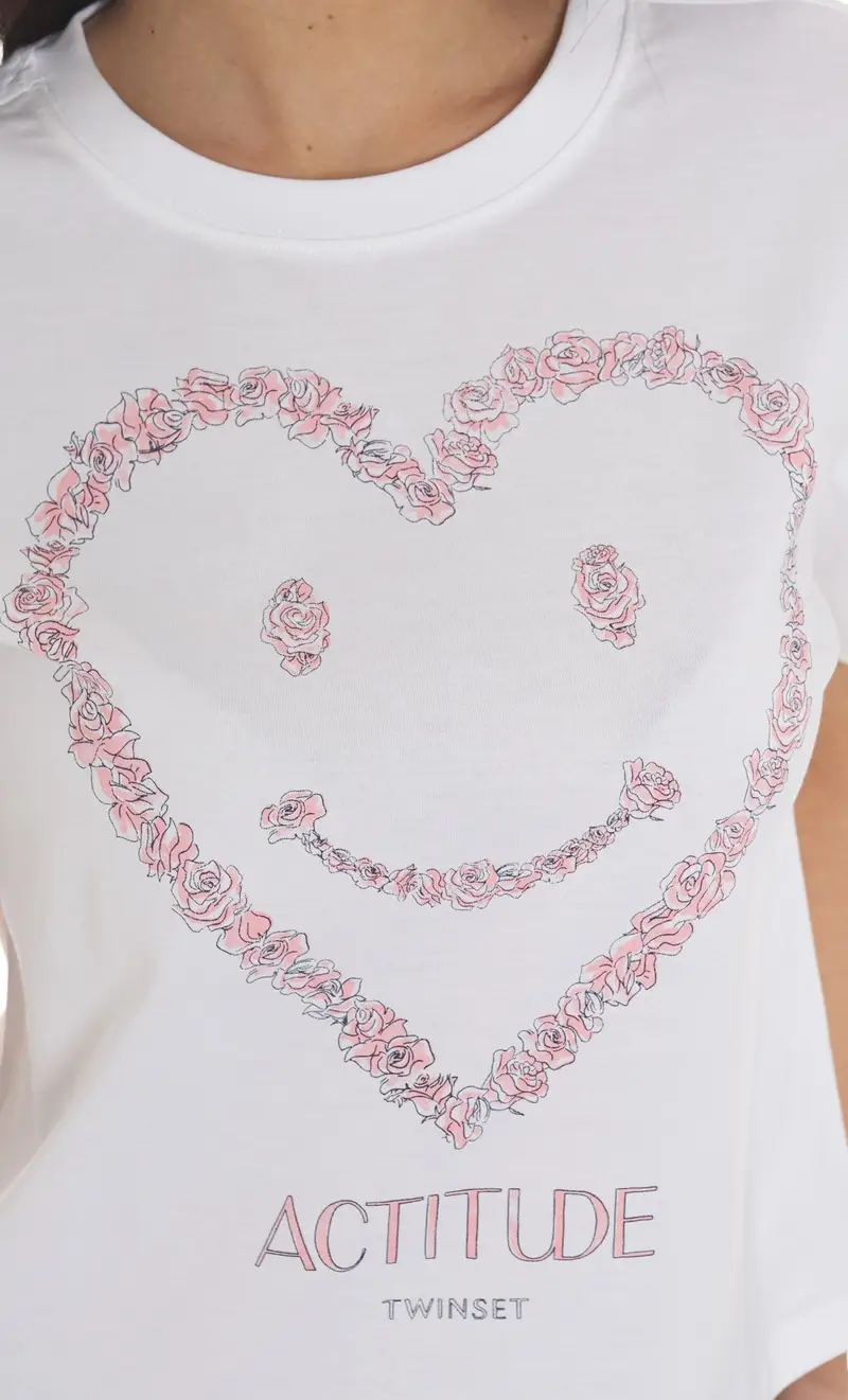 T-shirt twinset actitude con cuore, colore bianco miniatura 2