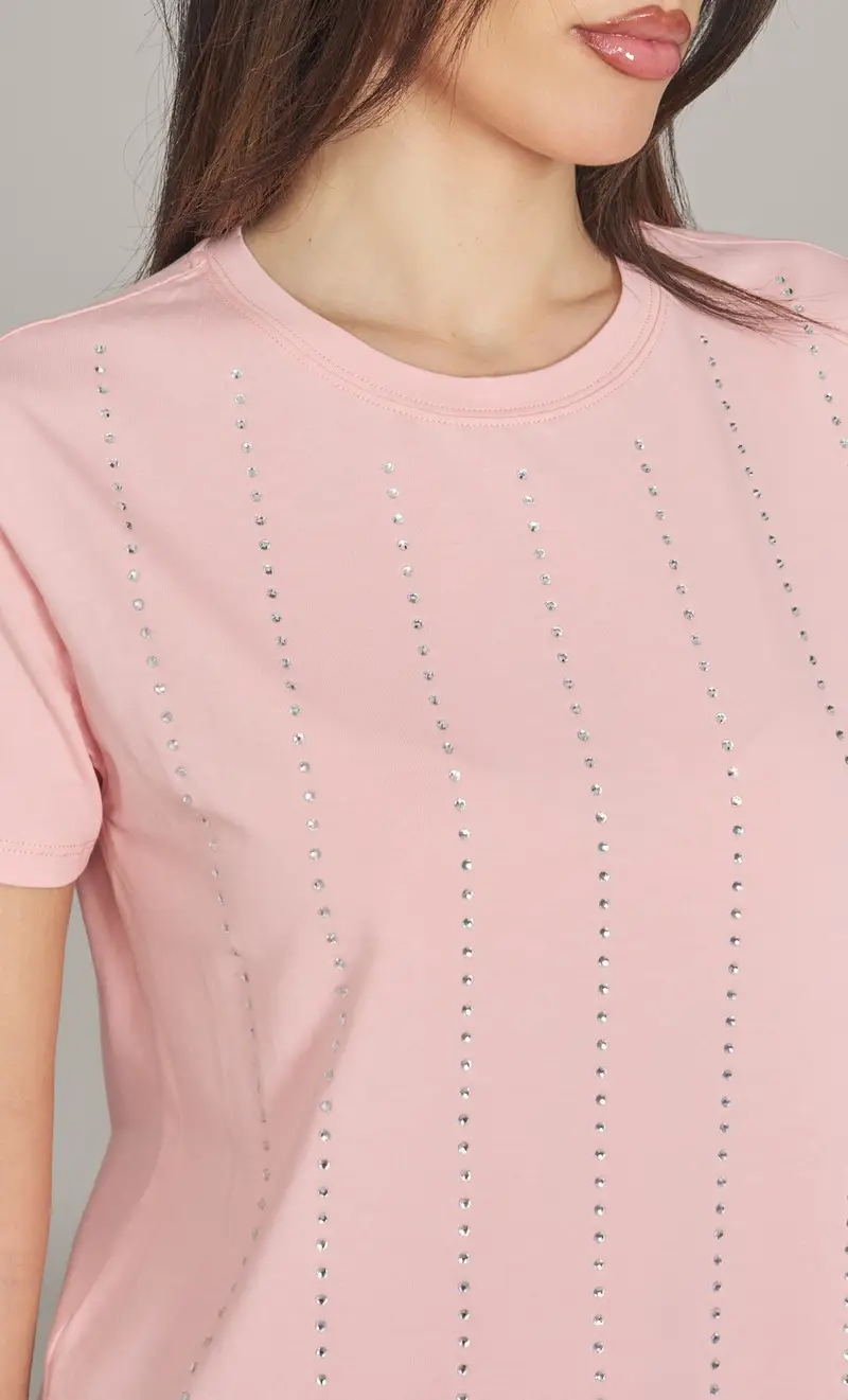 T-shirt twinset actitude con strass, colore rosa miniatura 2