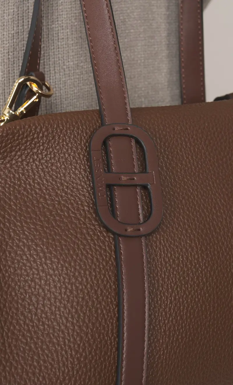 Bauletto twinset con logo ovale, colore moro miniatura 2