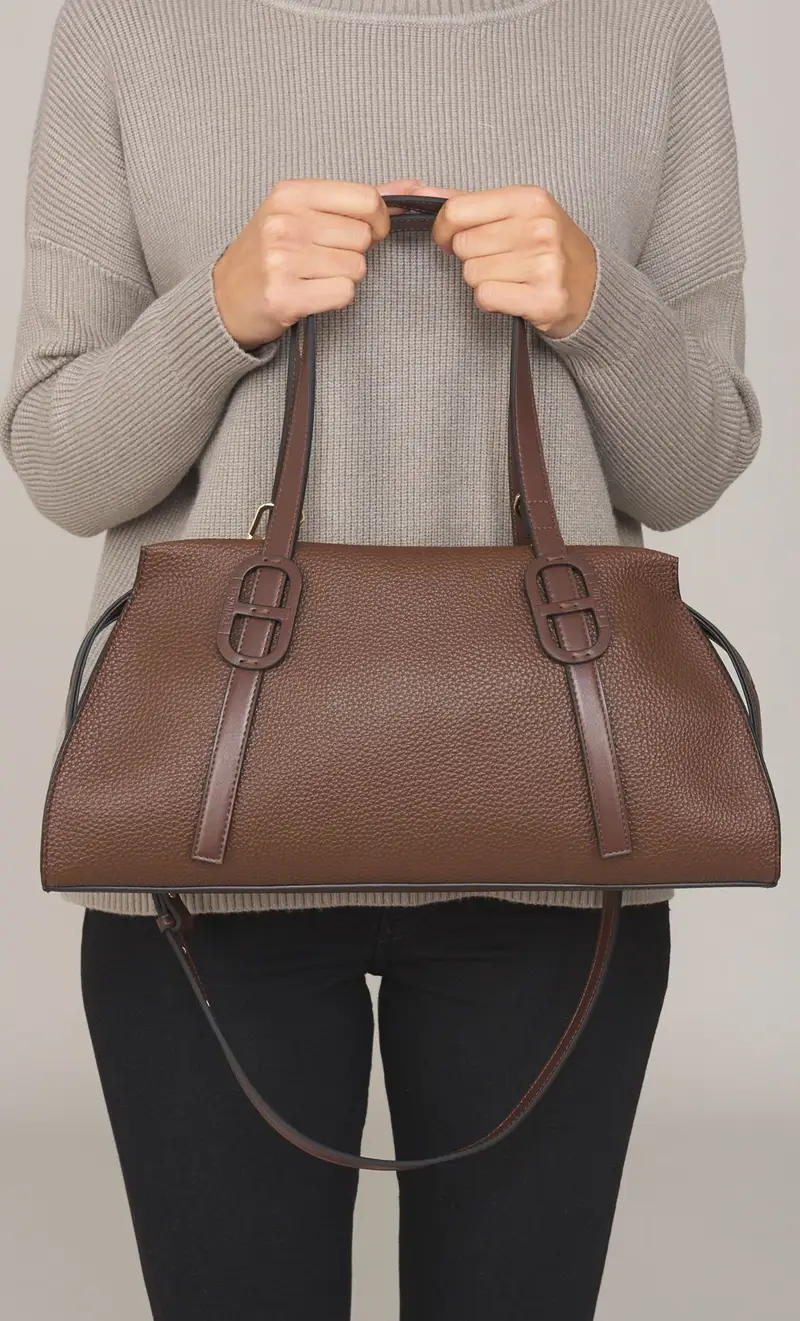 Bauletto twinset con logo ovale, colore moro