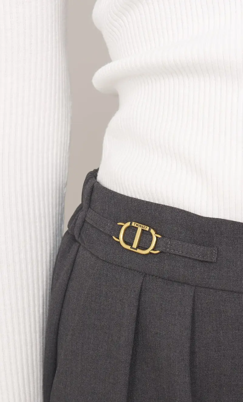 Bermuda twinset vita alta con pinces, colore grigio miniatura 2