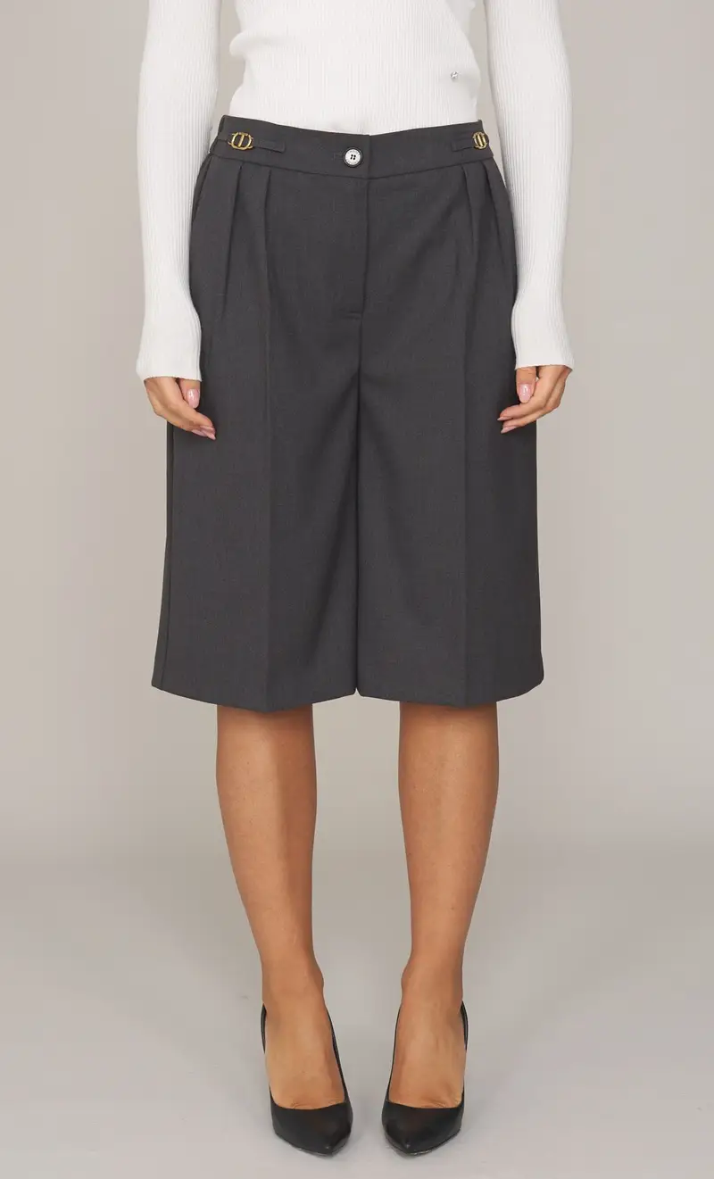 Bermuda twinset vita alta con pinces, colore grigio