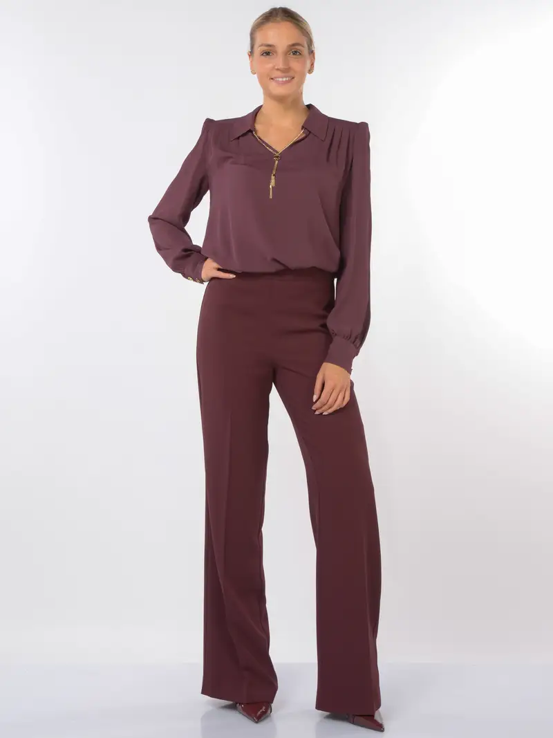 blusa da donna Twinset in crepe con collana logo Rosso miniatura 2