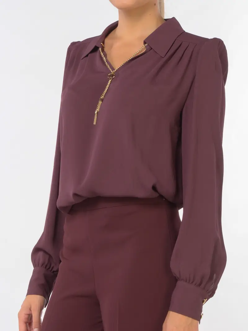 blusa da donna Twinset in crepe con collana logo Rosso