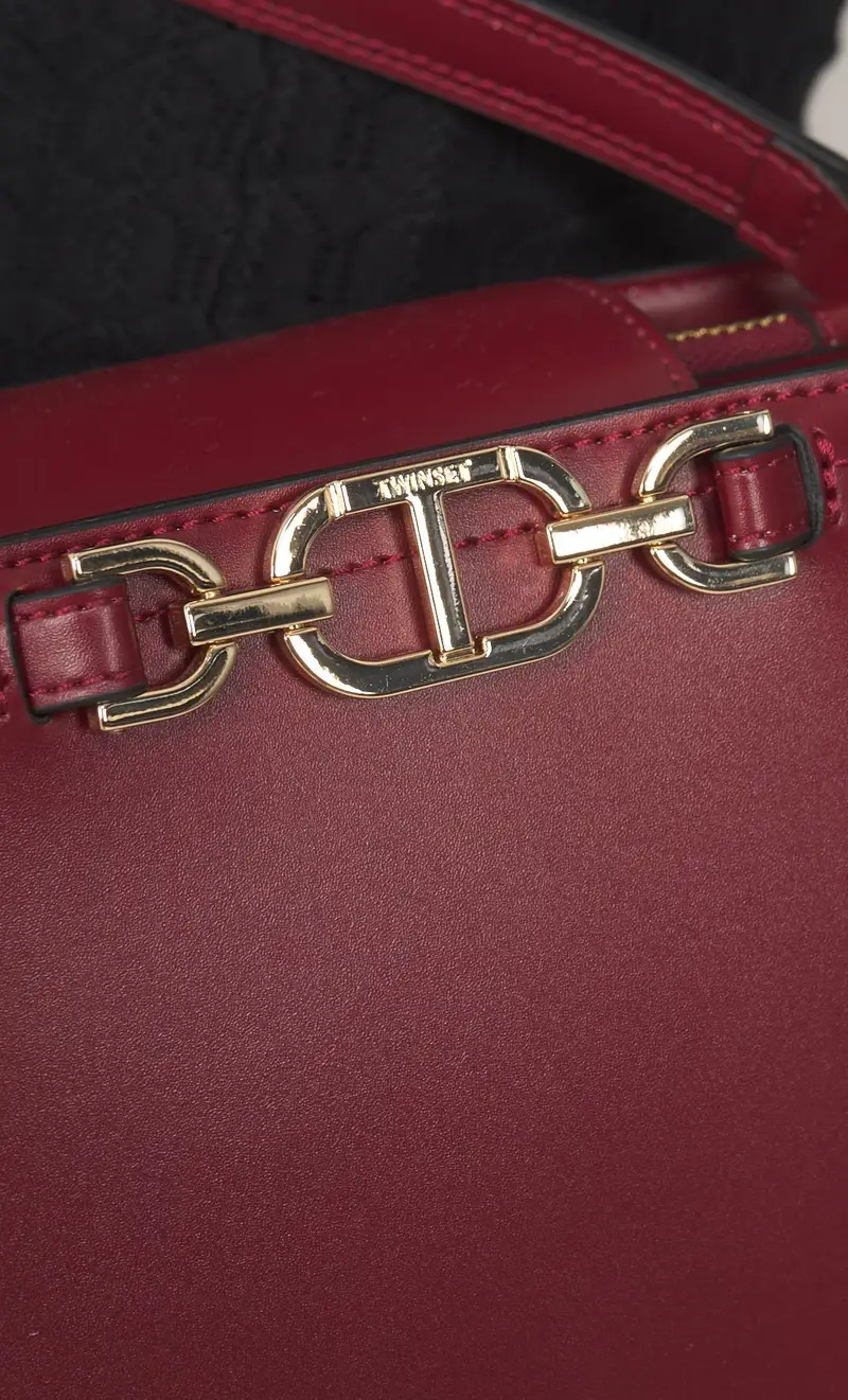 Borsa a mano twinset con logo su morsetto - first class, colore bordeaux miniatura 2