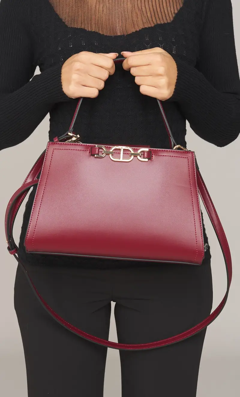 Borsa a mano twinset con logo su morsetto - first class, colore bordeaux