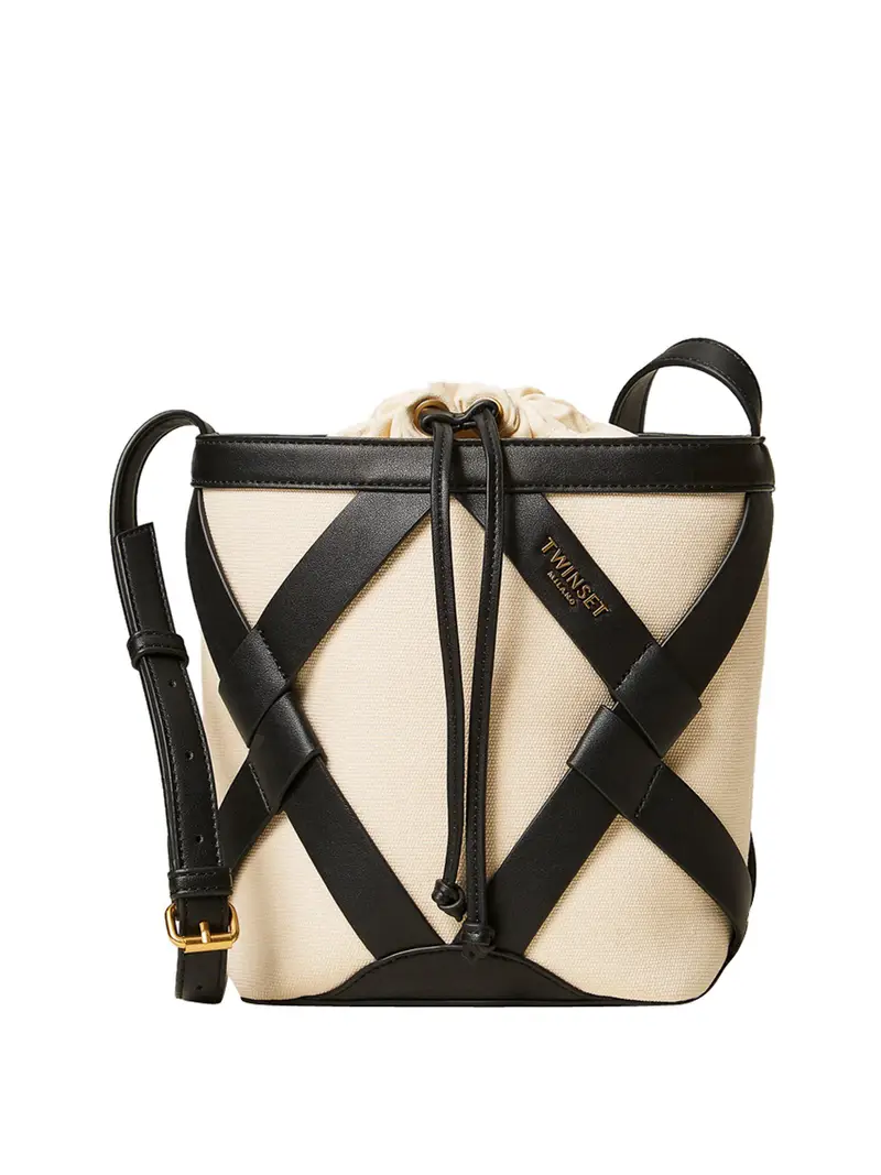 borsa a secchiello twin set da donna - nero avorio