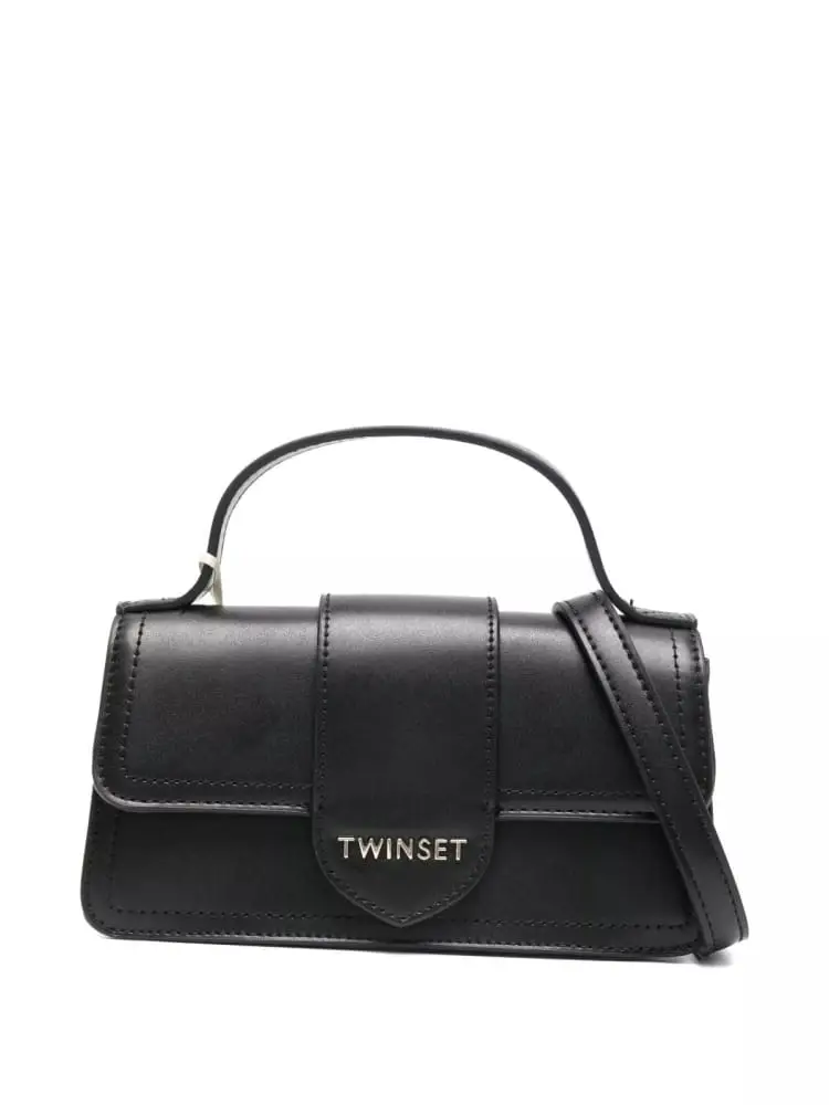 borsa a tracolla junior in ecopelle nera con logo