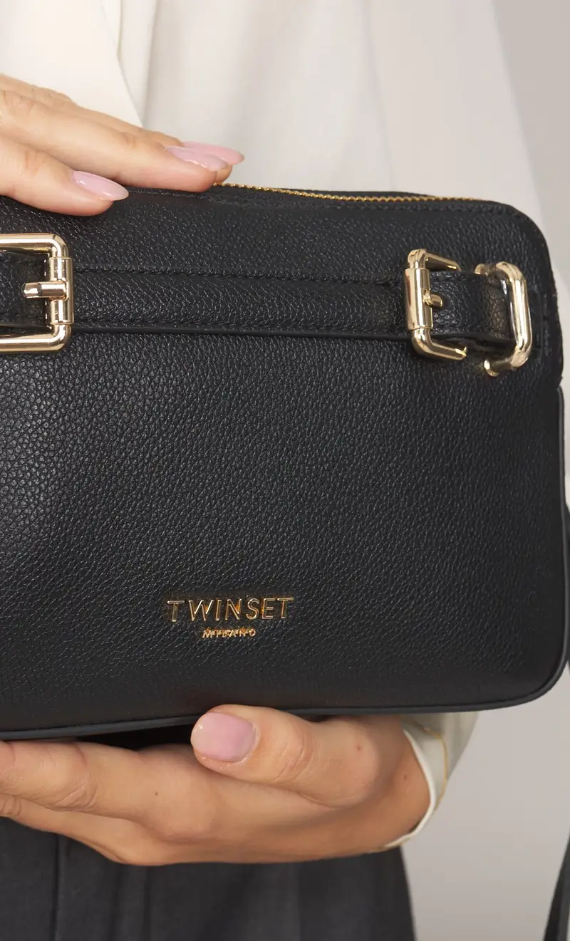 Borsa a tracolla twinset camera bag con logo lettering, colore nero miniatura 2