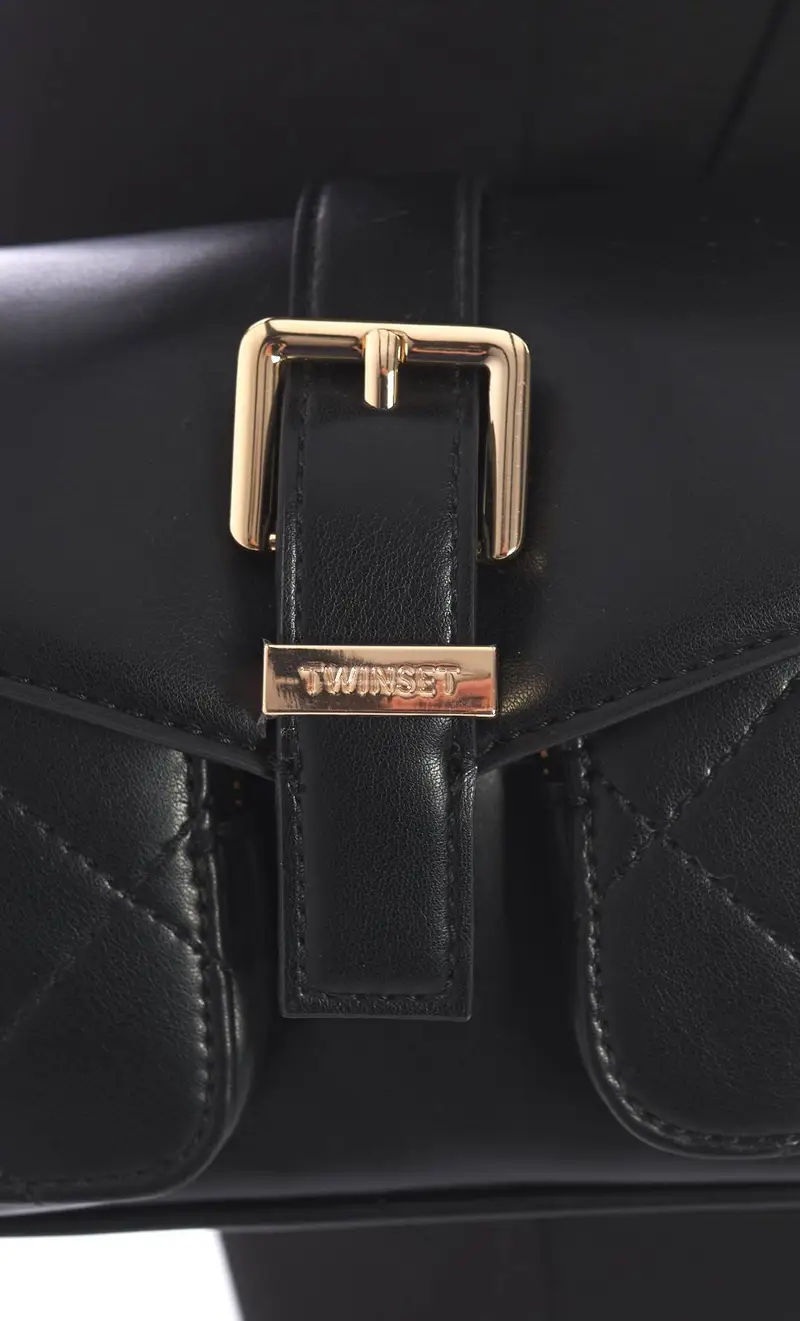 Borsa a tracolla twinset con fibbia e tasche nera, colore nero miniatura 2