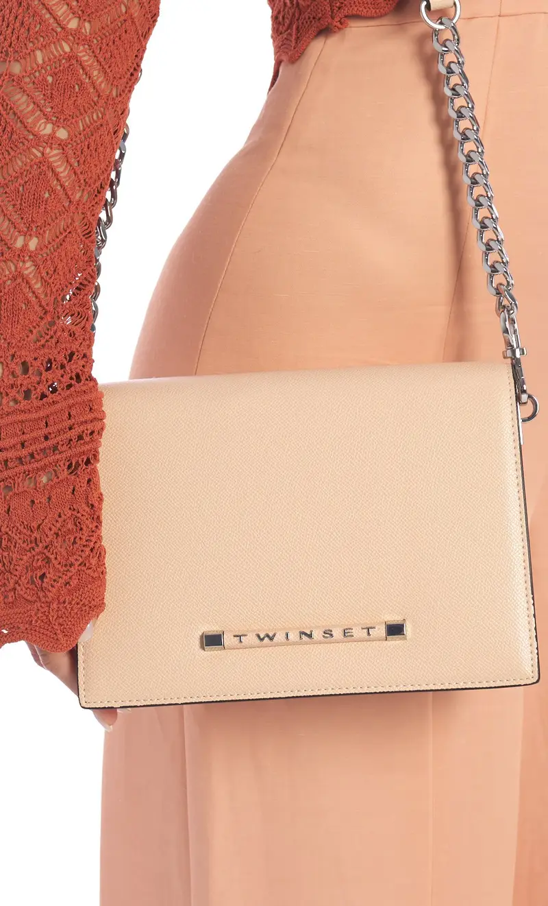 Borsa a tracolla twinset con logo letterig, colore rosa