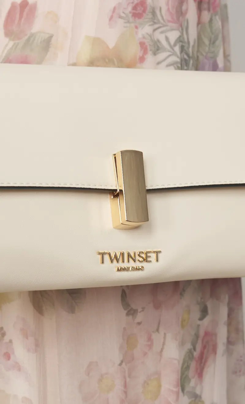 Borsa a tracolla twinset con logo lettering, colore panna miniatura 2