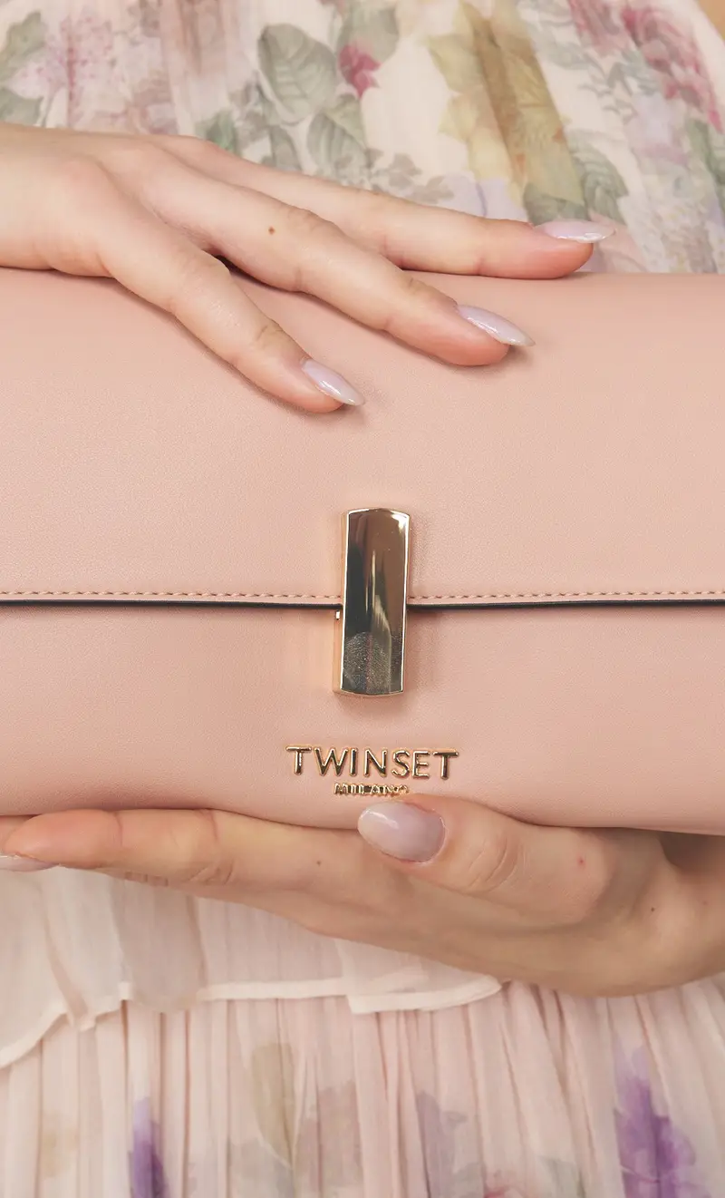 Borsa a tracolla twinset con logo lettering, colore rosa miniatura 2